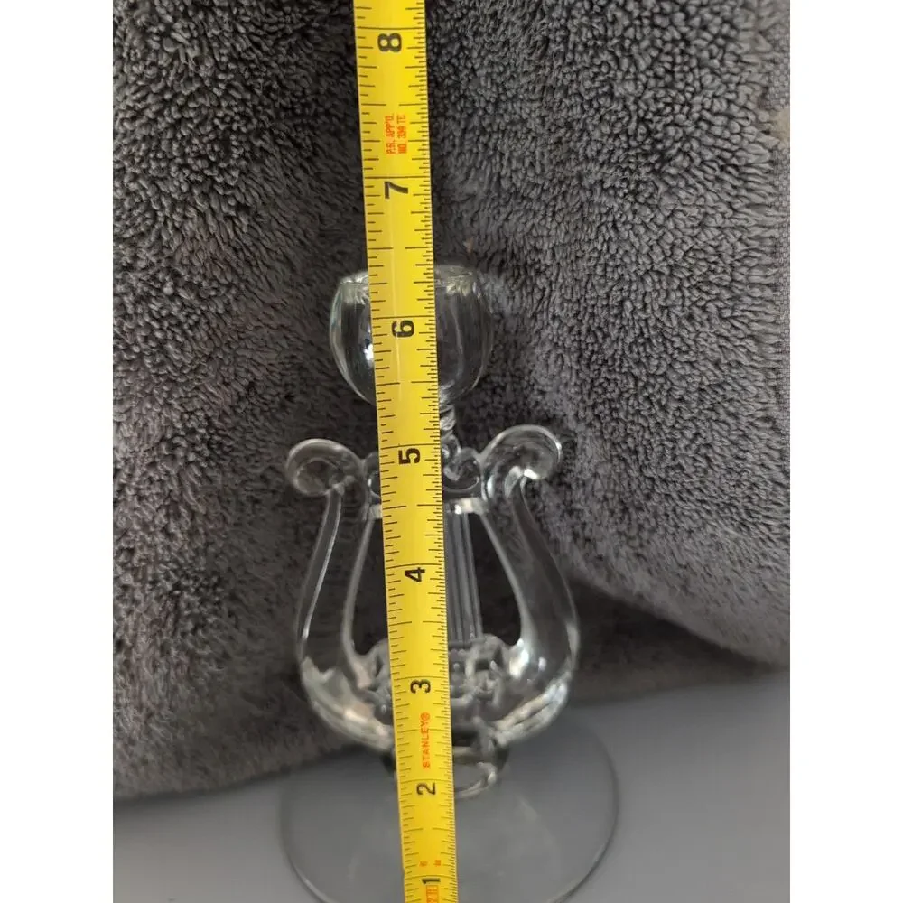 Vintage HARP SHAPED Pressed Glass CANDLE HOLDER Art‎ Deco Paden City
